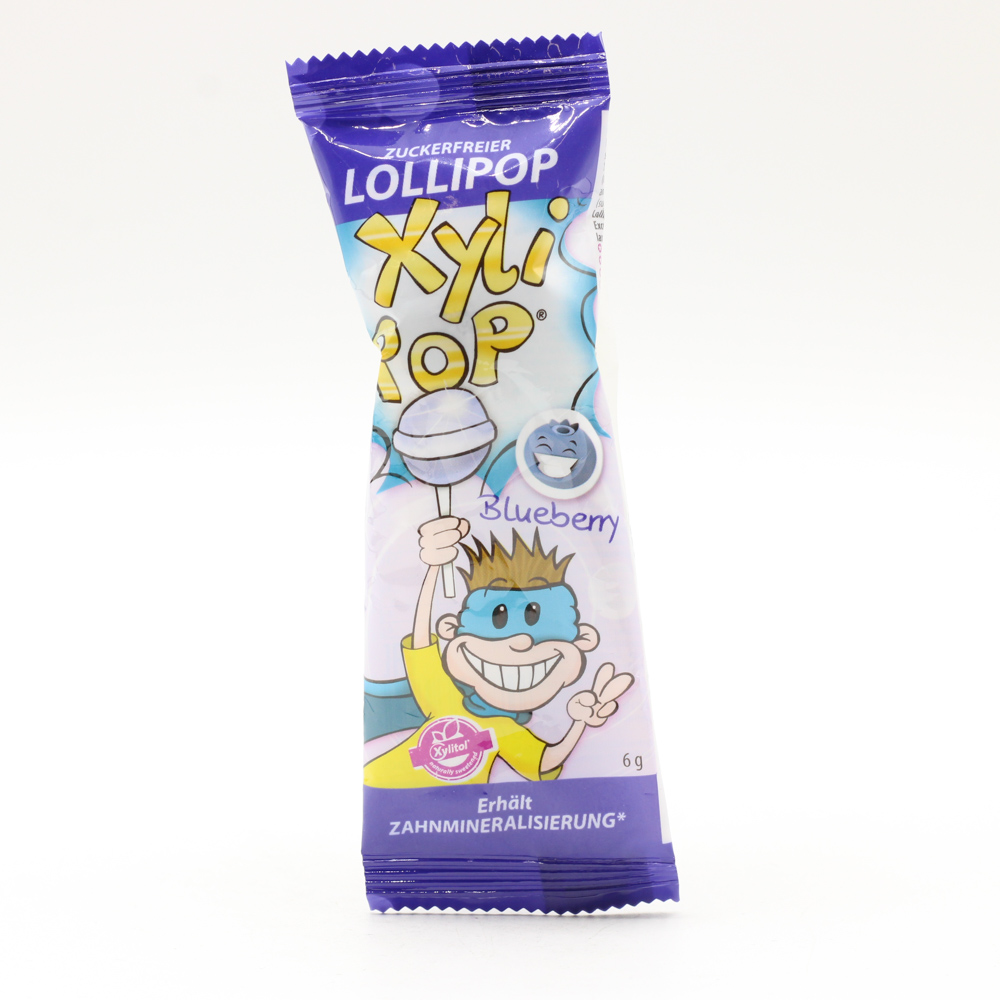 MIRADENT XyliPOP Lolli Zahnpflegelolli Blaubeere