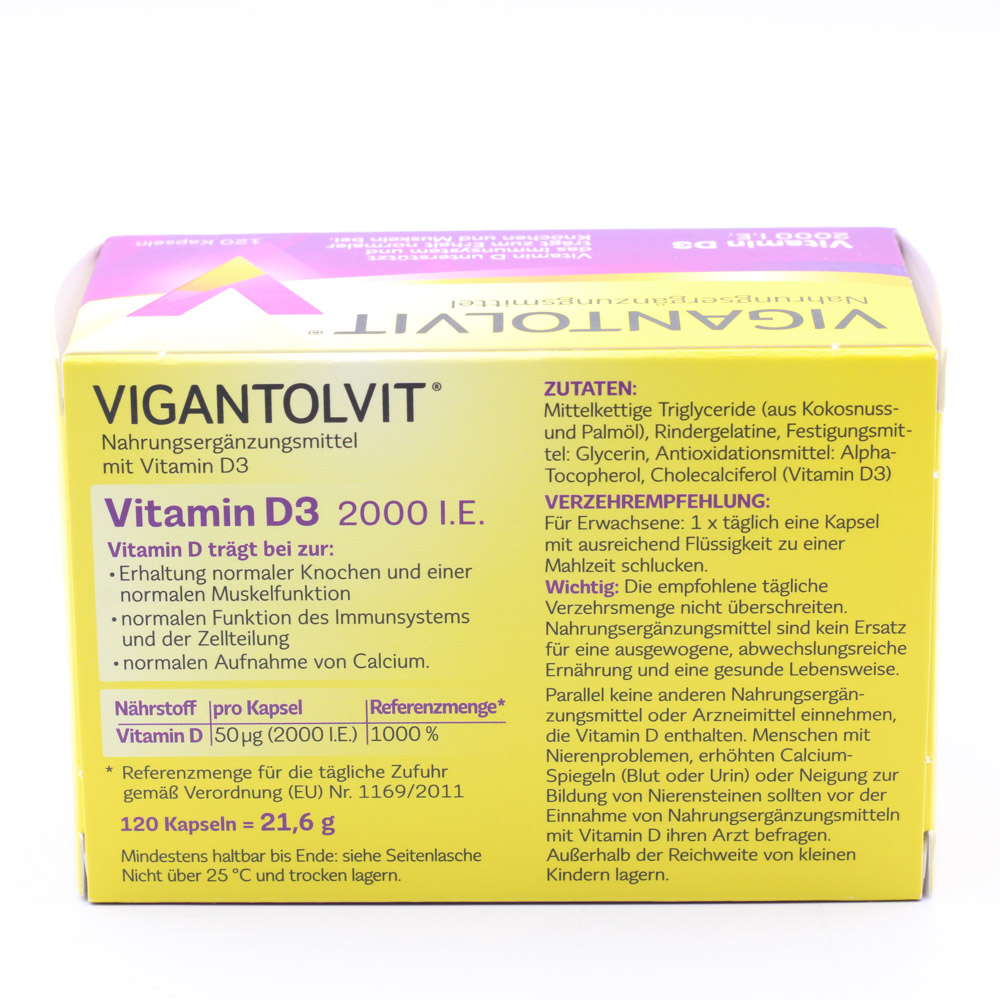 VIGANTOLVIT 2000 I.E. Vitamin D3 Weichkapseln Doppelpackung (2x 120St)