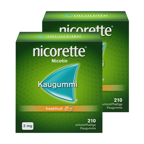 Nicorette 2 mg Freshfruit Kaugummi Doppelpackung: Fruchtiger Genuss auf dem Weg zum Rauchstopp (2x210 Stück)