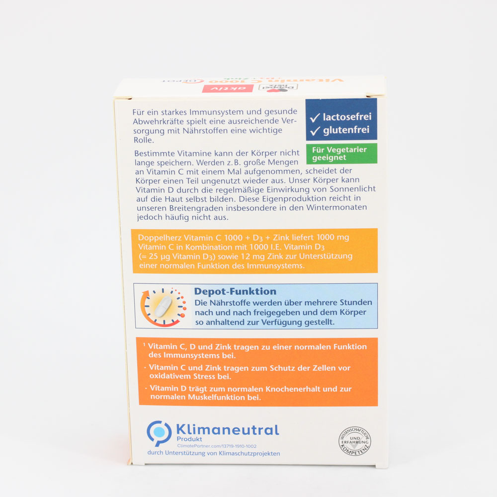 DOPPELHERZ Vitamin C 1000+D3+Zink Depot Tabletten